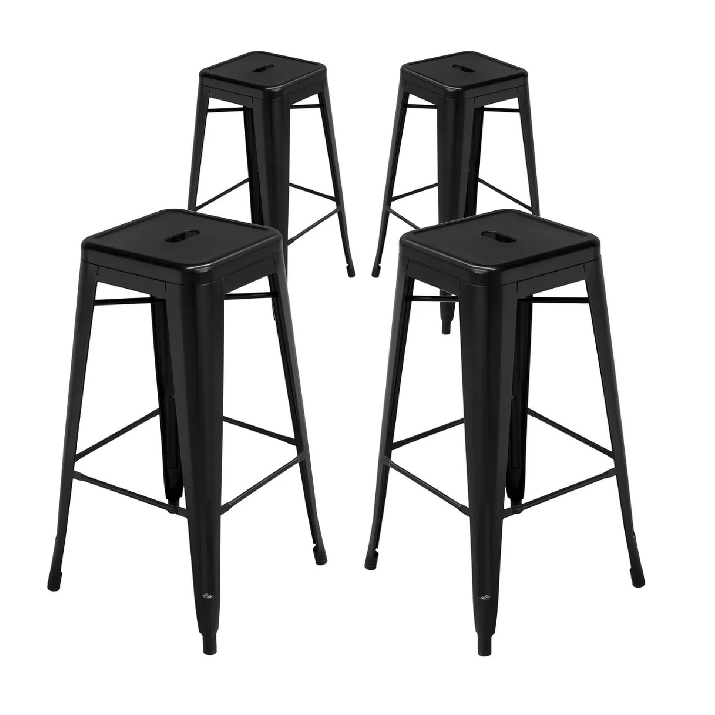 SMAK Set Taburete Tolix Negro Simple - 4 Piezas