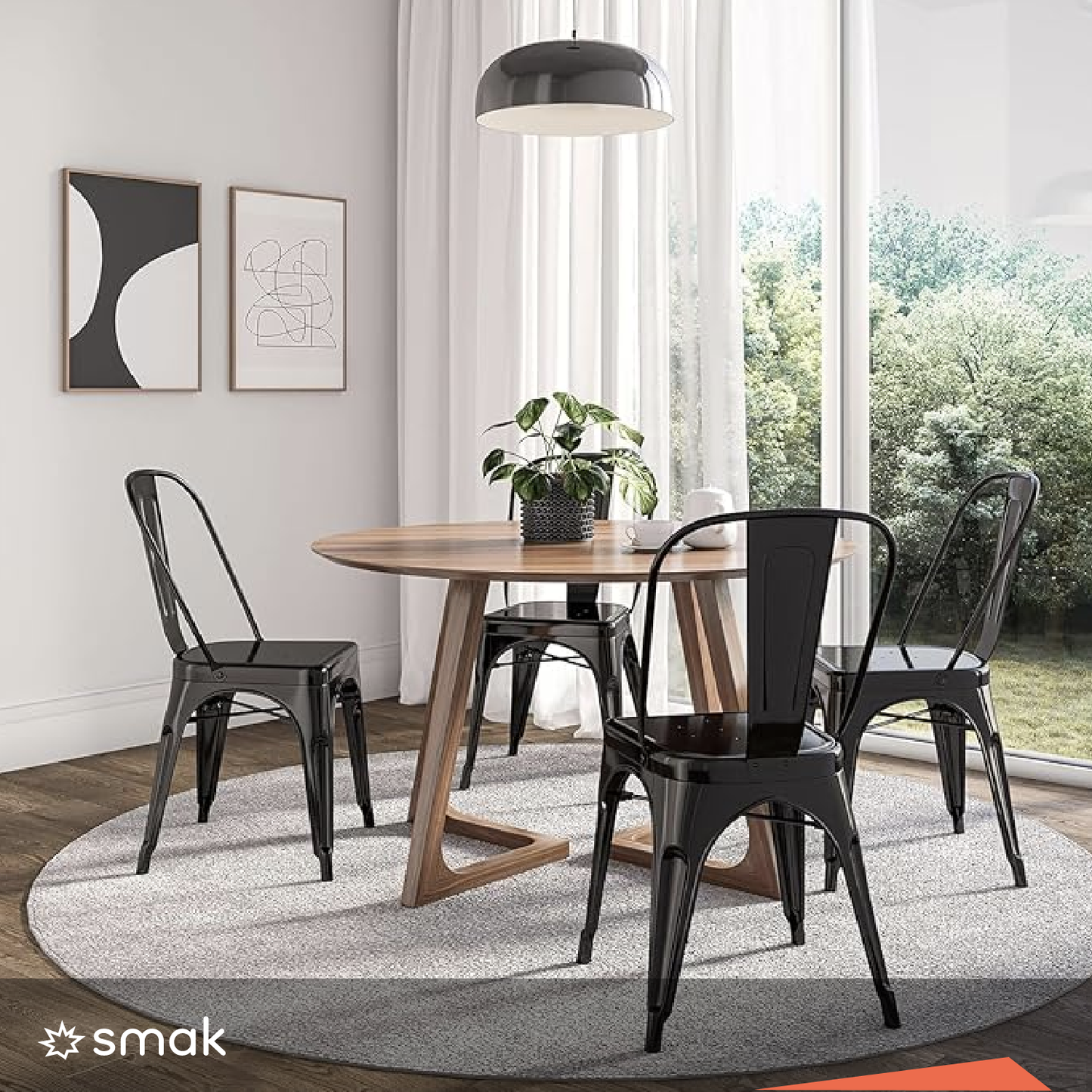 SMAK Set Silla Tolix Negro - 4 Piezas