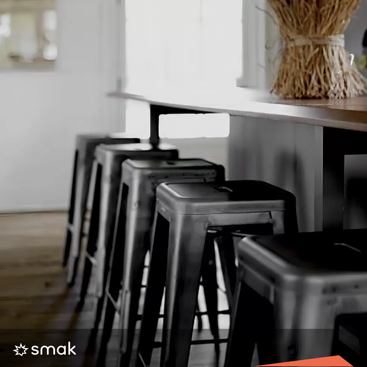 SMAK Set Taburete Tolix Negro Simple - 4 Piezas