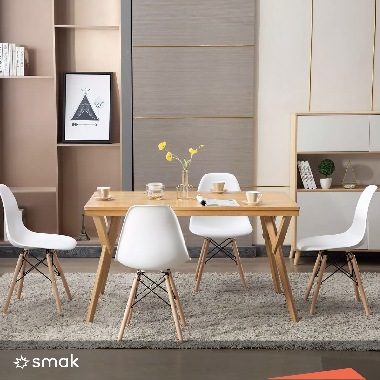 SMAK Set Silla Eames blanco - 4 Piezas
