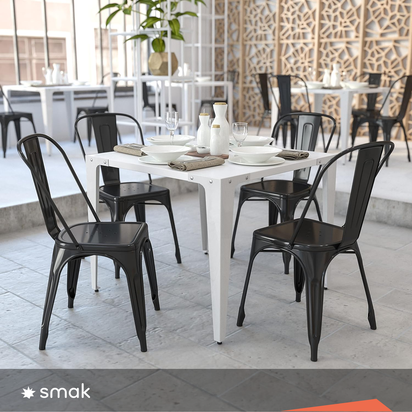 SMAK Set Silla Tolix Negro - 4 Piezas