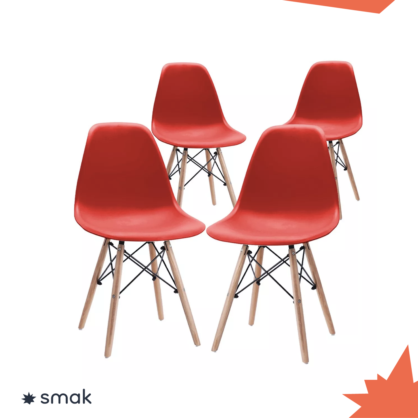 SMAK Set Silla Eames Rojo - 4 Piezas