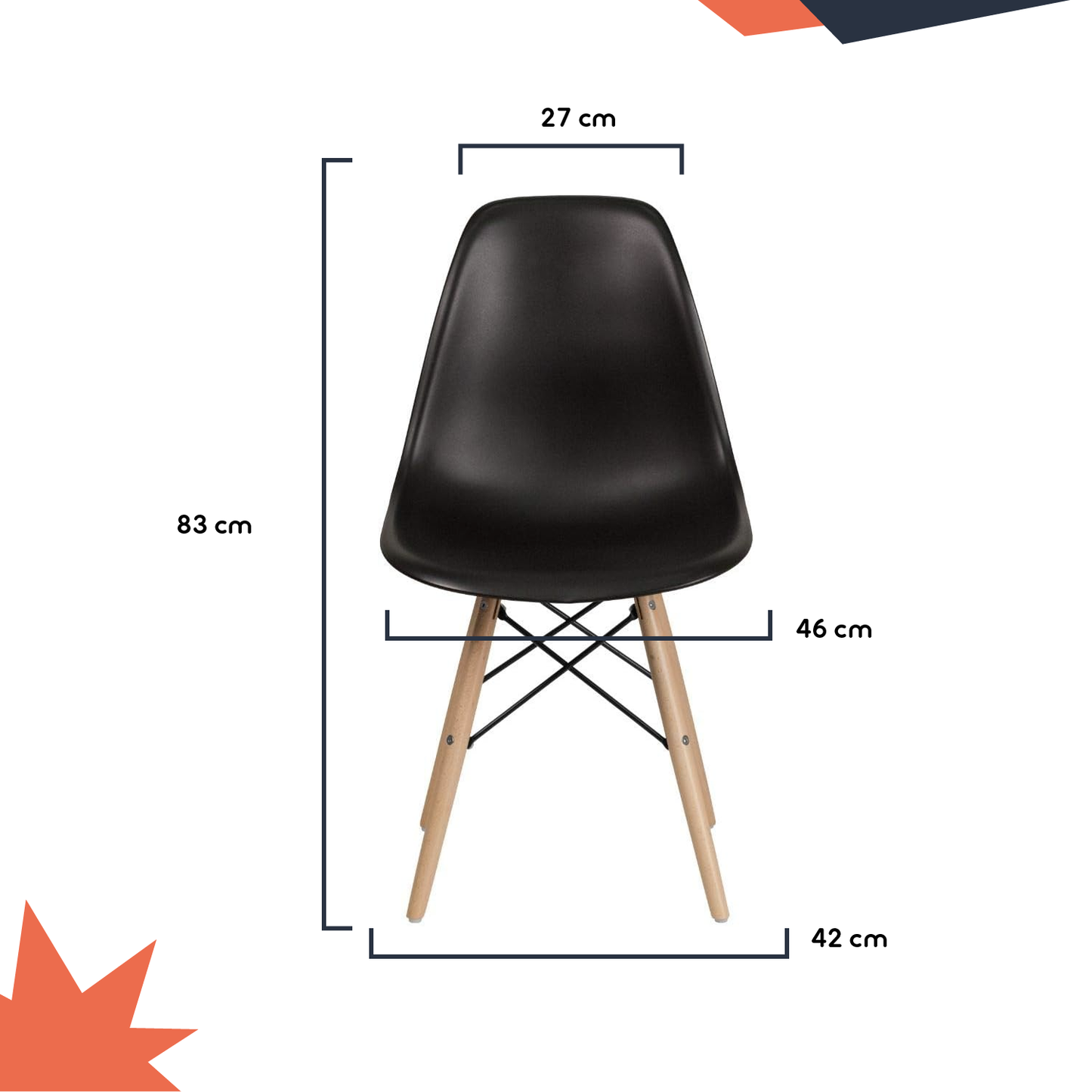 SMAK Set Silla Eames Negra - 4 Piezas