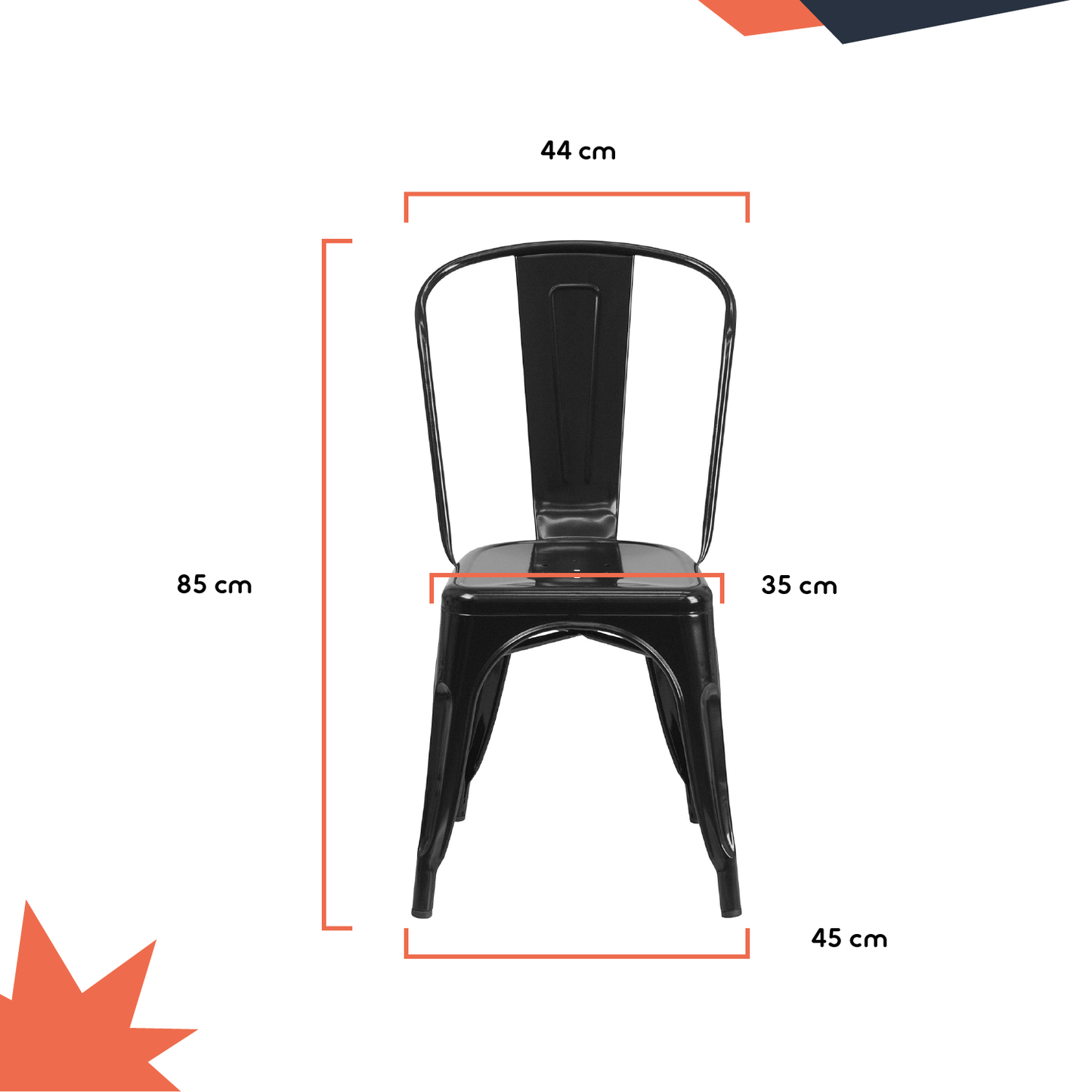SMAK Set Silla Tolix Negro - 4 Piezas