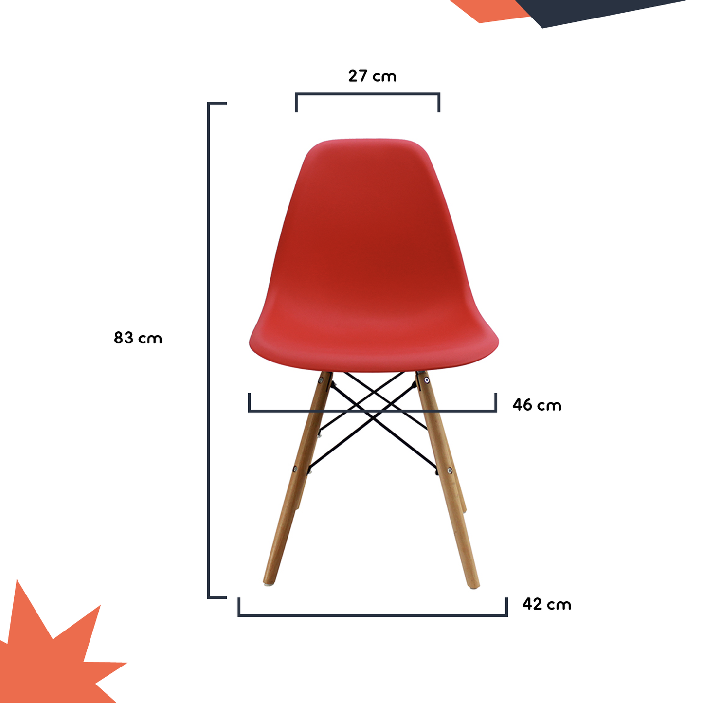 SMAK Set Silla Eames Rojo - 4 Piezas