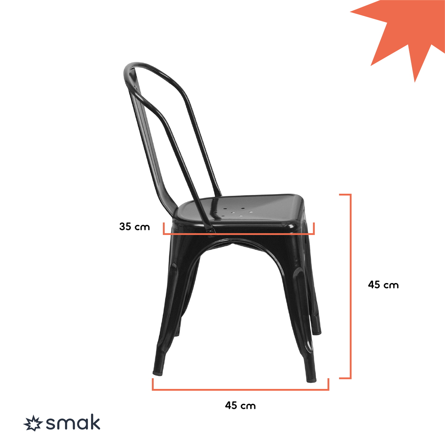 SMAK Set Silla Tolix Negro - 4 Piezas