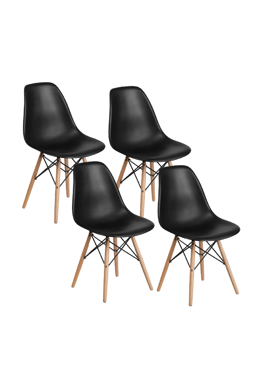 SMAK Set Silla Eames Negra - 4 Piezas