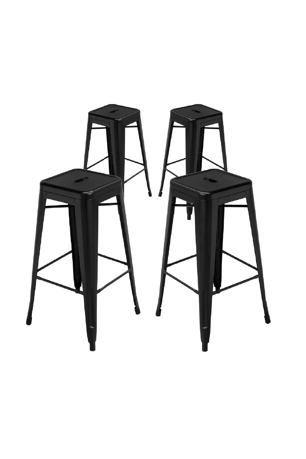 SMAK Set Taburete Tolix Negro Simple - 4 Piezas